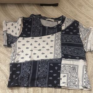 Alice + Olivia Navy and White Paisley Top